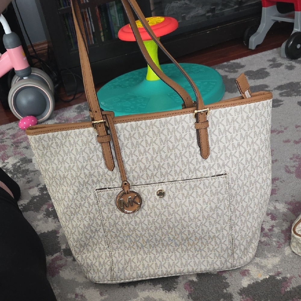 Michael Kors Beige and Tan Tote Bag